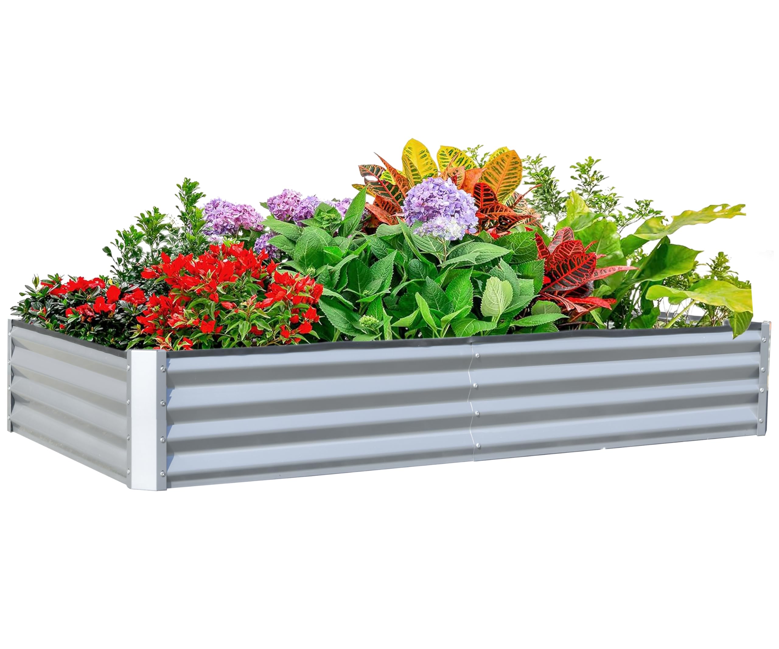 Raised Bed Planter Box - 6x3x1ft Galvanized Raised Garden Bed, Outdoor