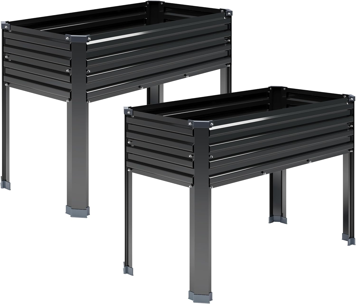 Raised Bed Planter Box - 2PCS Galvanized Raised Garden Bed with