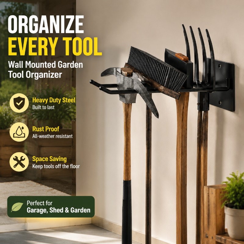 Gardening Tools Holder - Thickened Wall Mount Garden Tool Storage