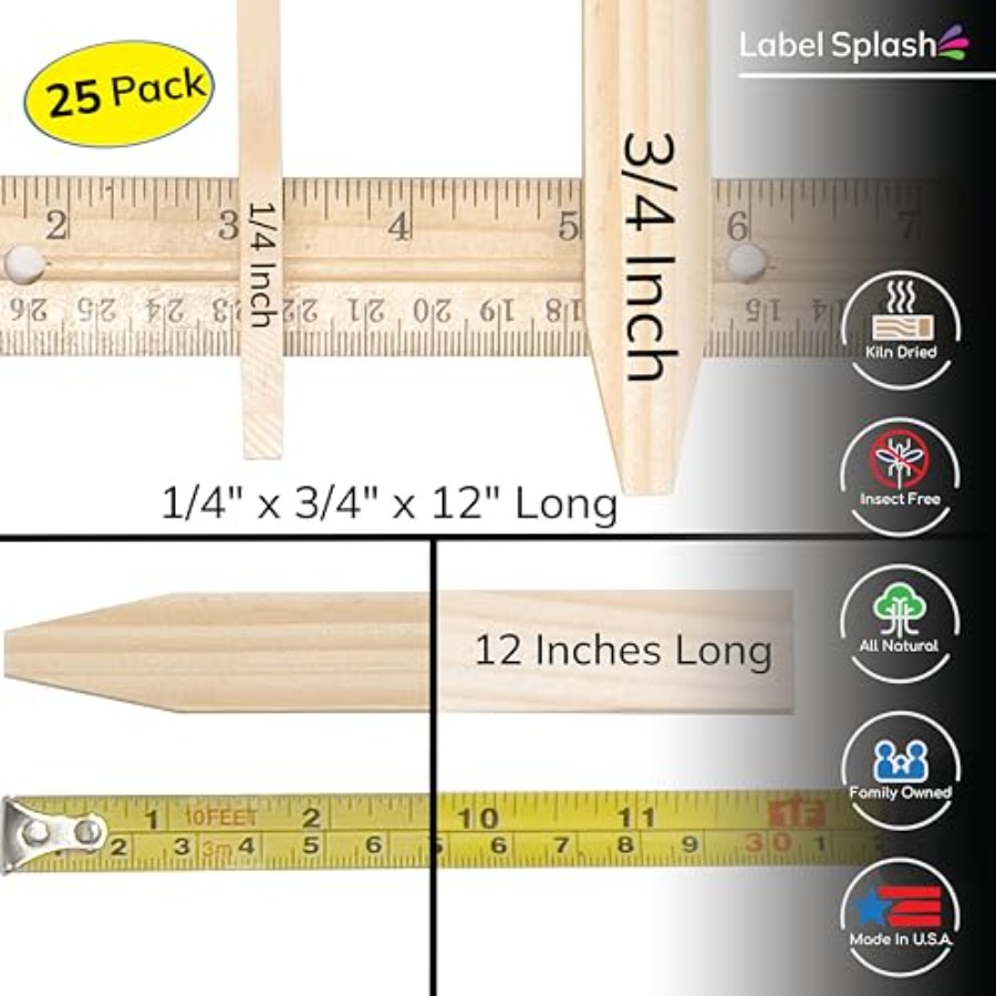 25 Pack Wooden Garden Stakes,  - огляд і ціна Garden Row Marker