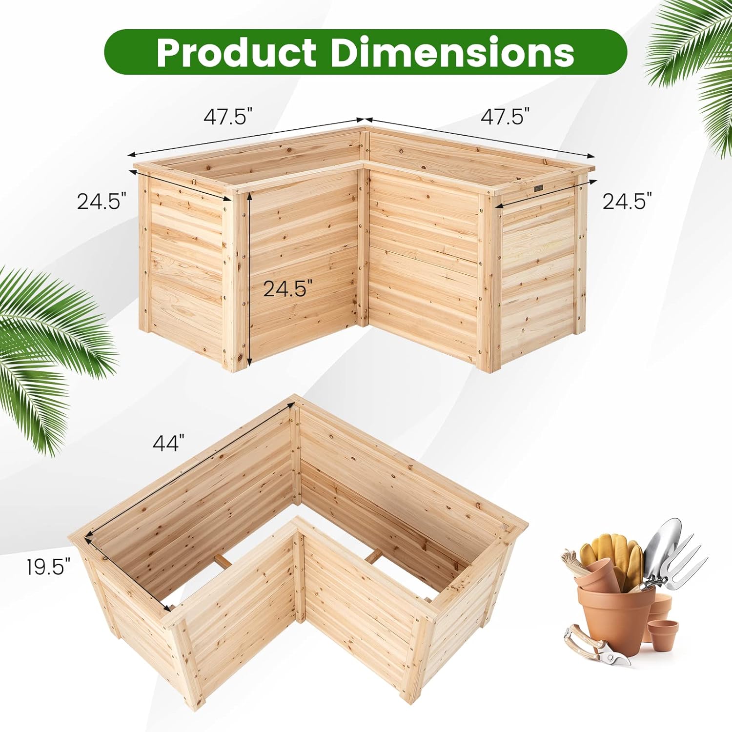 Wood Raised Garden Bed, 47.5
