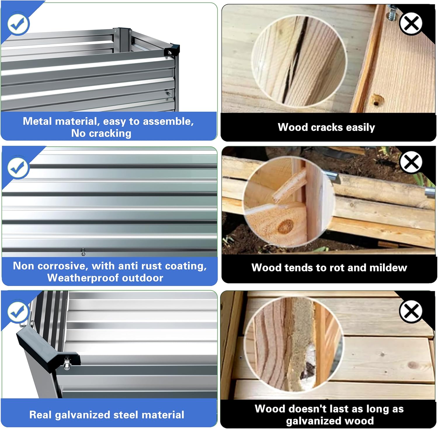 2PCS Galvanized Raised Garden  - огляд і ціна Raised Bed Planter Box