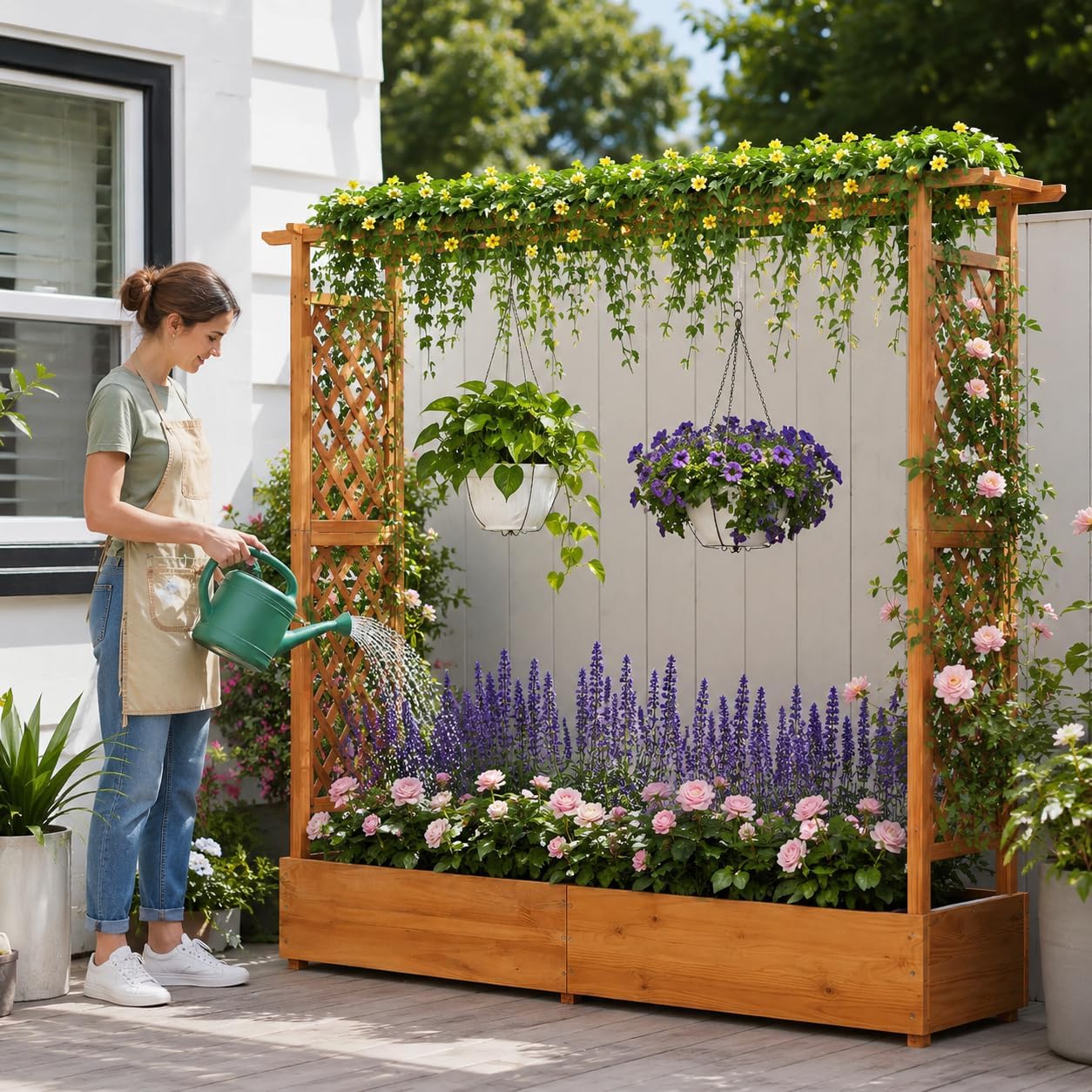 Raised Garden Bed with Trellis - огляд і ціна Raised Bed Planter Box