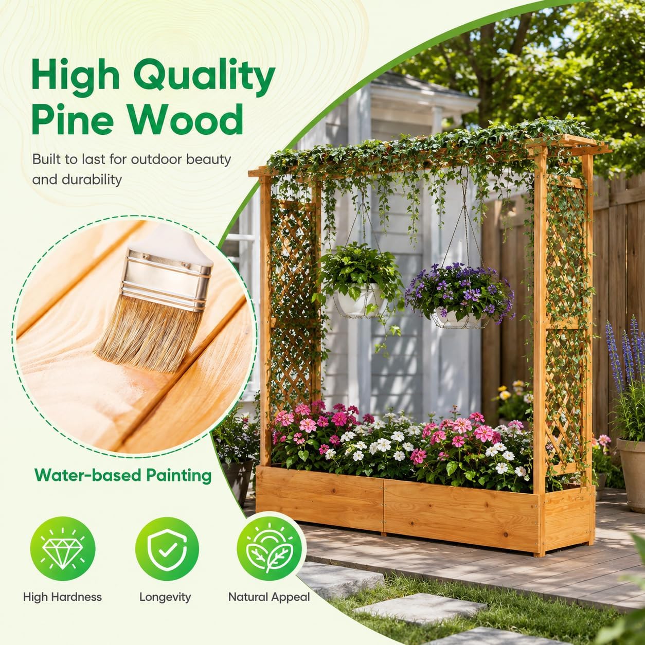 Raised Garden Bed with Trellis - огляд і ціна Raised Bed Planter Box